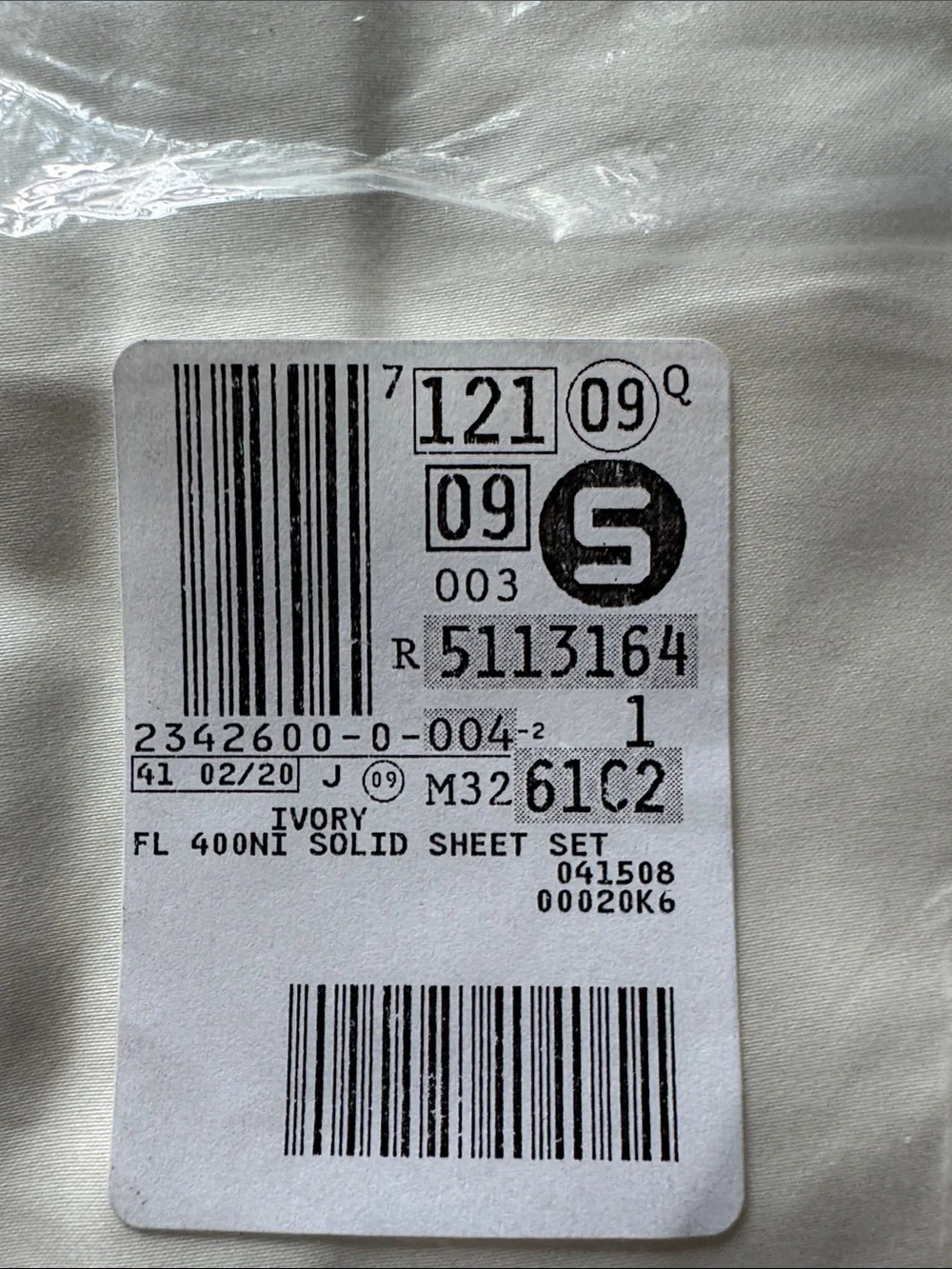 Lands' End 400 Thread Full size Count Ivory Solid Sheet Set